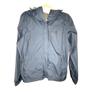 Jack Wolfskin Women's XL Texapore Hooded Rain Jacket Dark Blue Full Zip